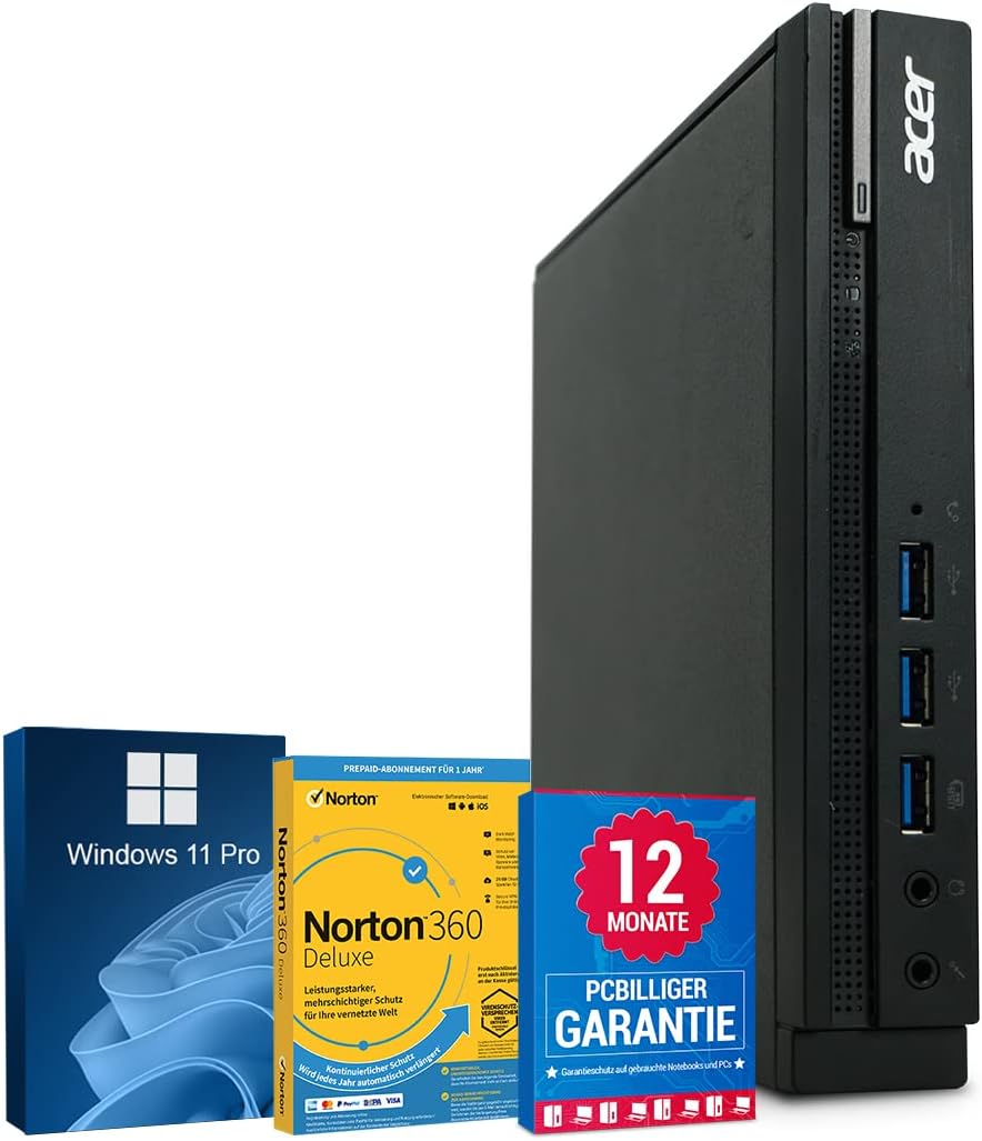 Acer Veriton N4640G PC Computer Intel Core i5-6500T@ bis zu 3,1 GHz 8 GB 256 GB SSD mit Windows 11 Pro & GRATIS Bluetooth, WLAN & Antiviren-Software inkl. 12 Monate Garantie (Generalüberholt)