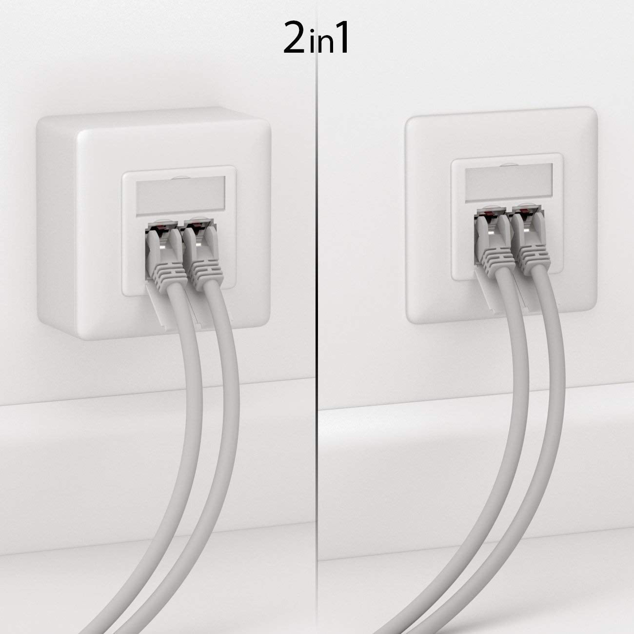 deleyCON 2x CAT 6a Universal Netzwerkdose - 2x RJ45 Port - Geschirmt - Aufputz oder Unterputz - 10 Gigabit Ethernet Netzwerk - EIA/TIA 568A&B - Weiß