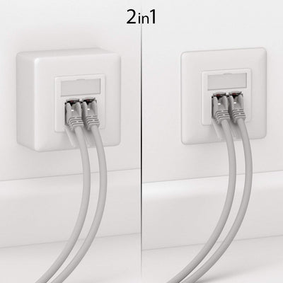 deleyCON 2x CAT 6a Universal Netzwerkdose - 2x RJ45 Port - Geschirmt - Aufputz oder Unterputz - 10 Gigabit Ethernet Netzwerk - EIA/TIA 568A&B - Weiß