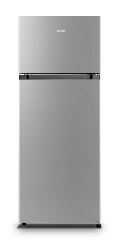 Gorenje RF414EPS4 Doppeltürkühlschrank mit Gefrierteil oben, 165 Liter Kühleil, 41 Liter Gefrierteil, LED Innenbeleuchtung, Energieeffizienzklasse E, 143,6cm x 55cm, silber