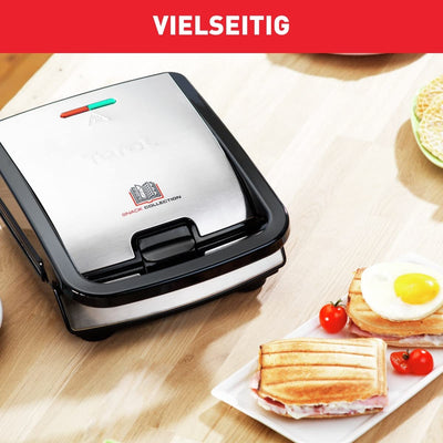 Tefal Snack Collection 4-er Set SW854D | Kombigerät | Inklusive 4 antihaftbeschichter Plattensets | Spülmaschinengeeignet | Panini, Waffeln, Sandwich, süße Küchlein | 700W |Schwarz/Edelstahl