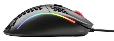 Glorious Gaming Model D Wired Gaming Mouse – superleichtes Wabendesign mit 68 g, RGB-Beleuchtung, ergonomisch, Pixart 3360 Sensor, Omron-Schaltern, PTFE-Füße, 6 Tasten – Mattschwarz