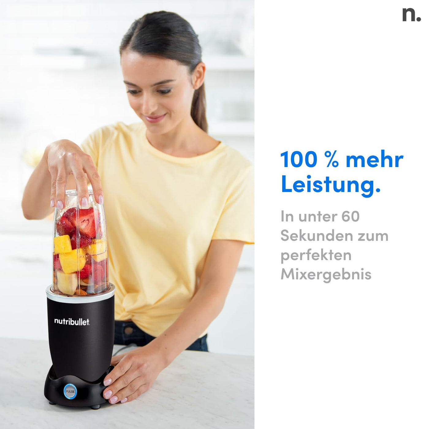 Nutribullet Pro 1200, Elektrischer Mixer, Zerkleinerer, Smoothie Mixer, Multifunktionsmixer, 1200w Leistung, 700ml und 900ml Gläser, schwarz, NB120MB