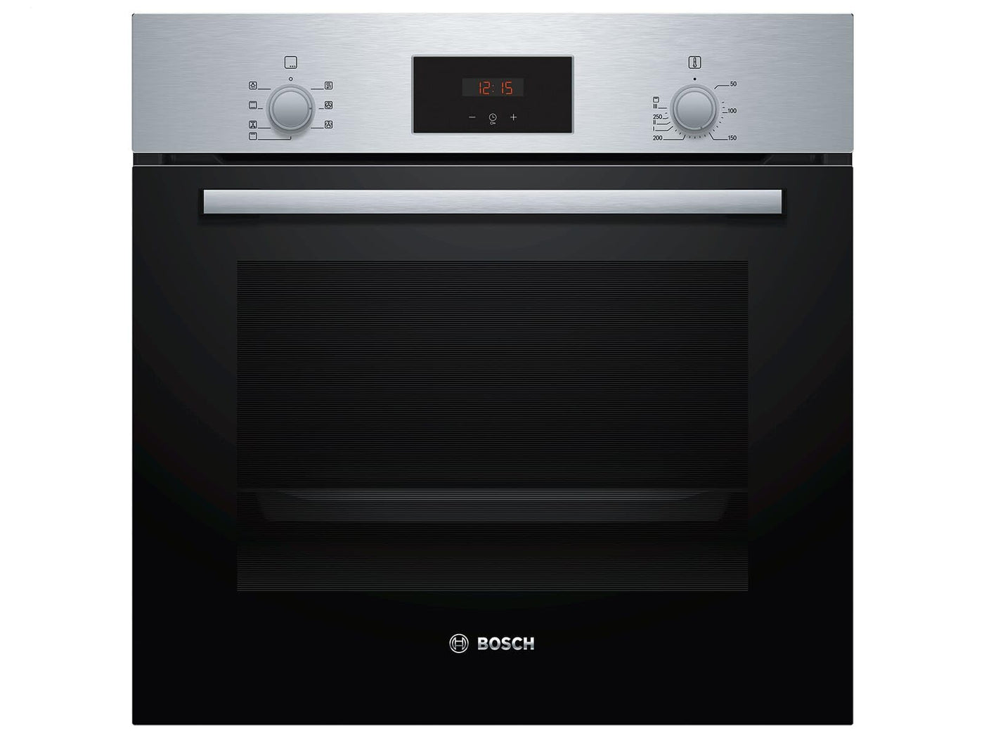 Bosch HBF133BR0 Serie 2 Einbau-Backofen, 60 x 60 cm, EcoClean Direct Reinigungshilfe, 3D Heißluft Backen auf 3 Ebenen, LED-Display, Schnellaufheizung, Kindersicherung, Schwarz, Updated