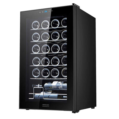 Cecotec Weinkühlschrank GrandSommelier 24000 Black Compressor. 24 Flaschen mit Kompressor, der eine hohe Leistung garantiert. Einstellbare Temperatur und Touch-Bedienfeld