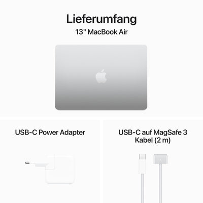 Apple 13" MacBook Air Laptop mit M3 Chip: 13,6" Liquid Retina Display, 16 GB gemeinsamer Arbeitsspeicher, 256 GB SSD Speicher, beleuchtete Tastatur, 1080p FaceTime HD Kamera, Polarstern