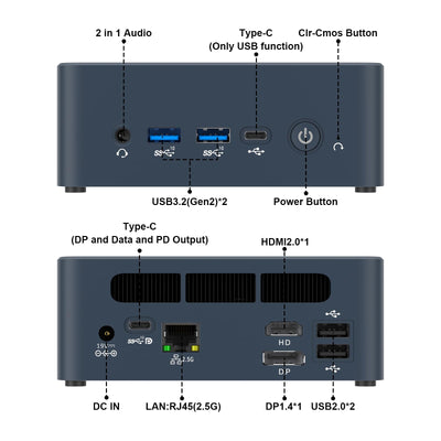 AWOW Mini PC Wi-11 pro Core i5-12600H Prozessor 12 Kerne/16 Threads bis zu 4,5 GHz, Iris XE Grafik,32 GB DDR4/1 TB PCIe3.0 SSD, Mini-Desktop-Computer,Triple Screen Ausgang