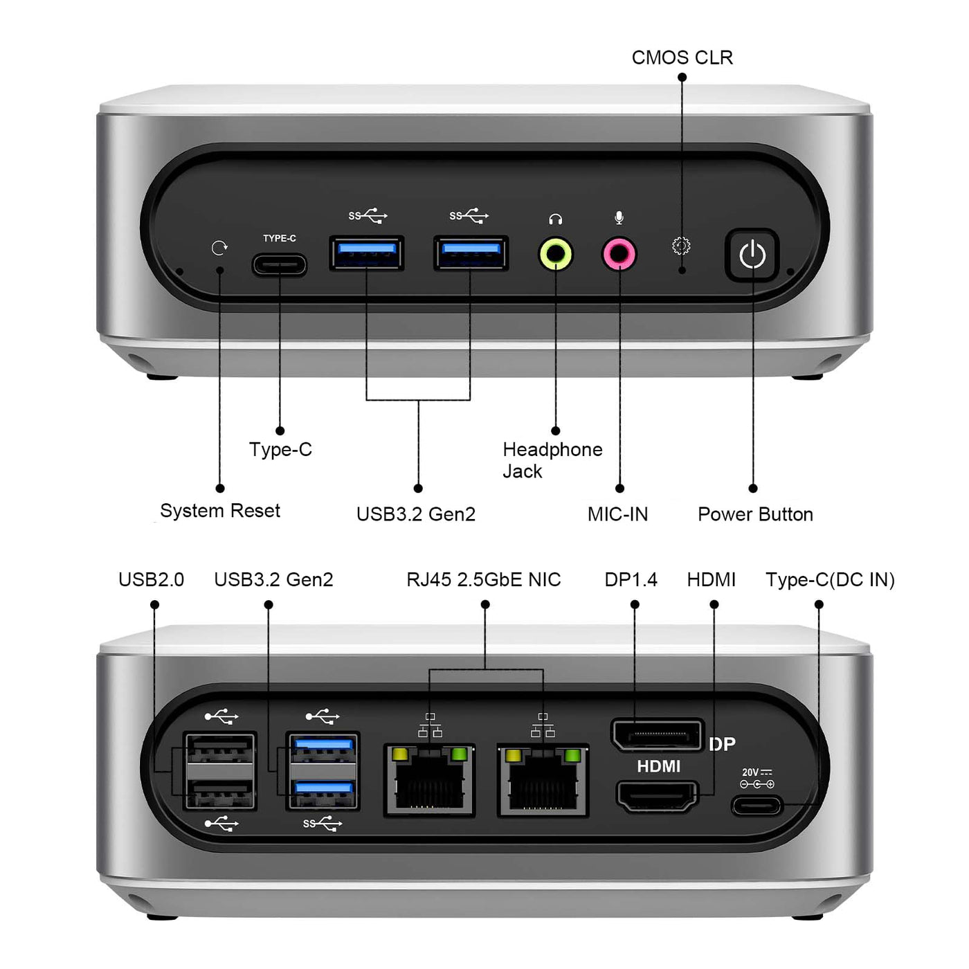 AWOW Mini PC Wi-11 Pro mit i9-11900H (8C 16T, bis zu 4.9Ghz), 16GB DDR4 512GB NVME SSD Mini Computer with WiFi 6 BT 5.2 4K Triple Display Type-C Dual 2.5G LAN (16+512GB)