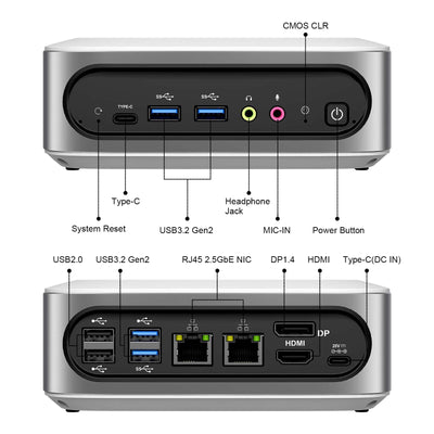 AWOW Mini PC Wi-11 Pro mit i9-11900H (8C 16T, bis zu 4.9Ghz), 16GB DDR4 512GB NVME SSD Mini Computer with WiFi 6 BT 5.2 4K Triple Display Type-C Dual 2.5G LAN (16+512GB)