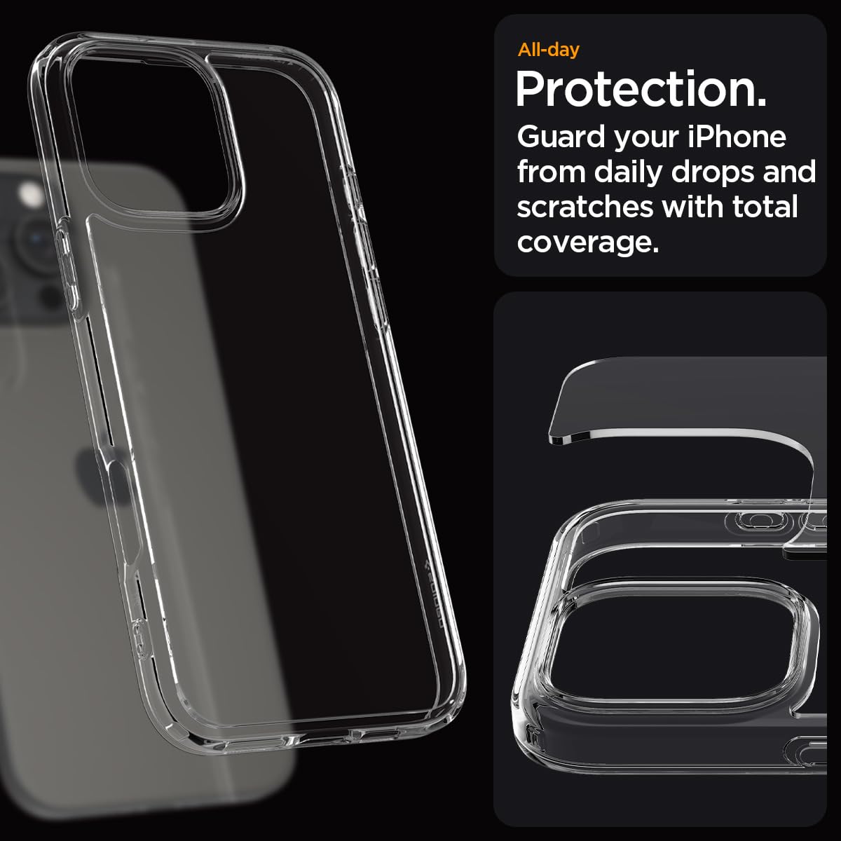 Spigen für iPhone 16 Pro Hülle [Anti-Yellowing] Ultra Hybrid Case Handyhülle Schutzhülle Cover Transparent Durchsichtig Dünn Slim -Crystal Clear