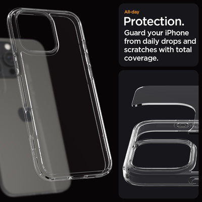 Spigen für iPhone 16 Pro Hülle [Anti-Yellowing] Ultra Hybrid Case Handyhülle Schutzhülle Cover Transparent Durchsichtig Dünn Slim -Crystal Clear