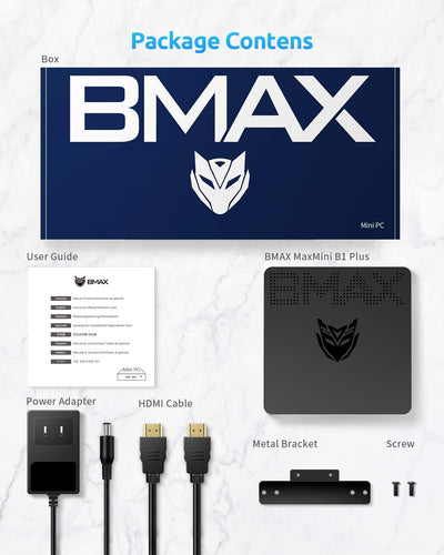 BMAX Mini PC W-11 Pro 8 GB DDR4 128 GB eMMC, W-11 Pro Gemini Lake N4000 (bis zu 2,6 GHz), Dual-Screen-Display, unterstützt 4K HDMI, 2,4 G/5 G WLAN, Bluetooth 4.2