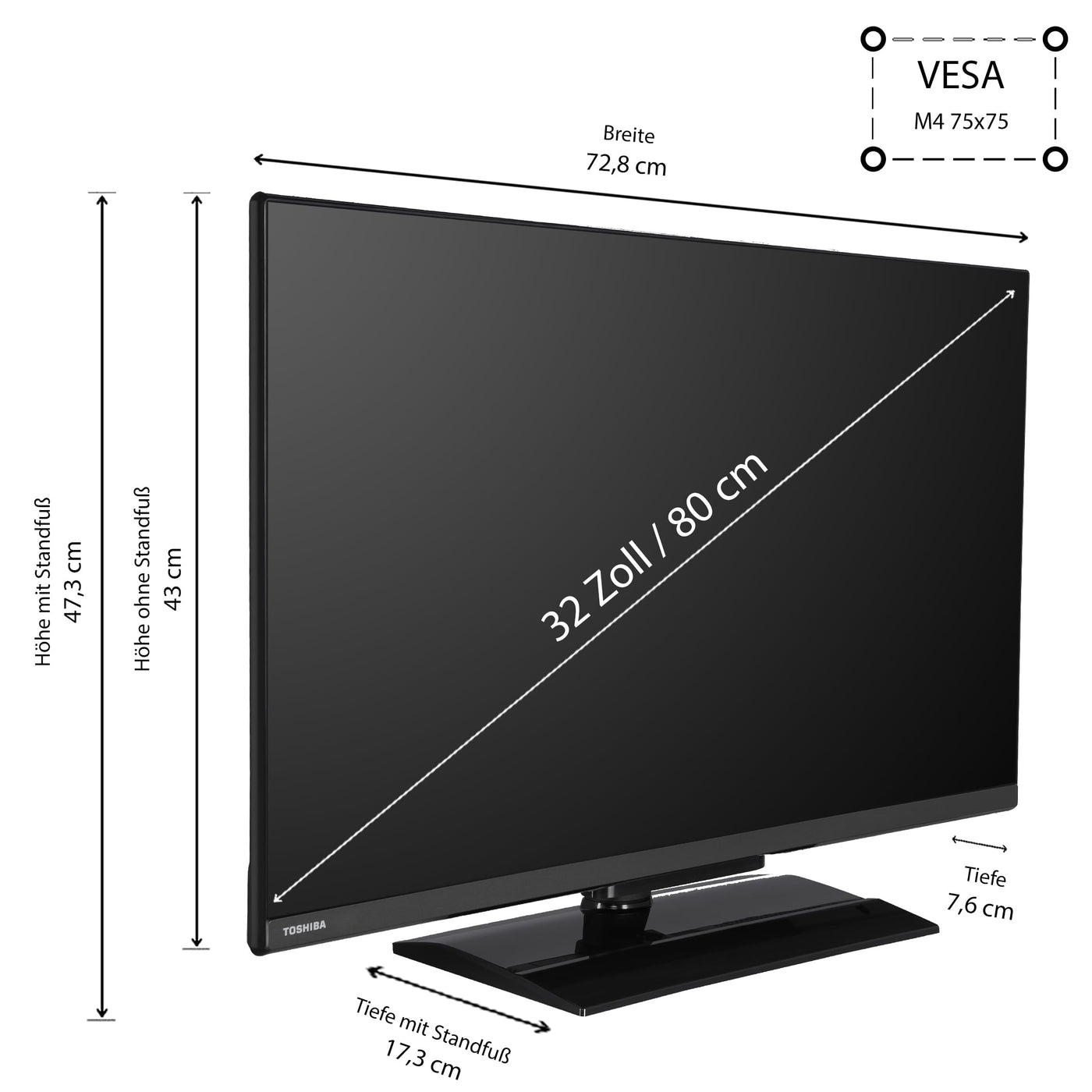 Téléviseur Toshiba 32LV3E63DAZ 32 pouces/VIDAA Smart TV (Full HD, HDR, triple tuner, Bluetooth, Dolby Audio)