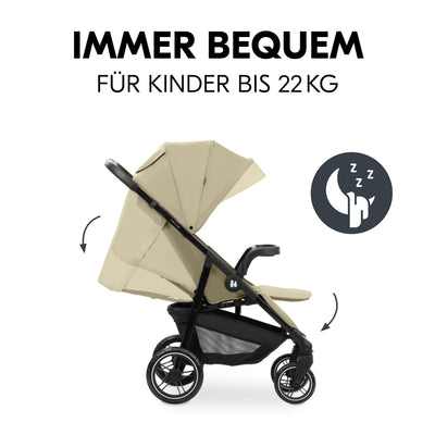 hauck Buggy Shop N Care für Kinder ab Geburt bis 22 kg mit Liegefunktion, Getränkehalter und Snack Tablett, Klein Zusammenklappbar, Sonnenverdeck (UPF 50+), XL Korb bis 3 kg (Olive)