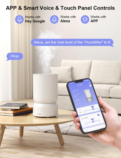 CLEVAST Luftbefeuchter, Top Fill 3L Cool Mist Quiet Ultraschall Humidifier, Luftbefeuchter Schlafzimmer mit Aroma Diffuser, Luftfeuchtigkeit Kontrolle & Wi-Fi Kontrolle, Dauerbetrieb 24h