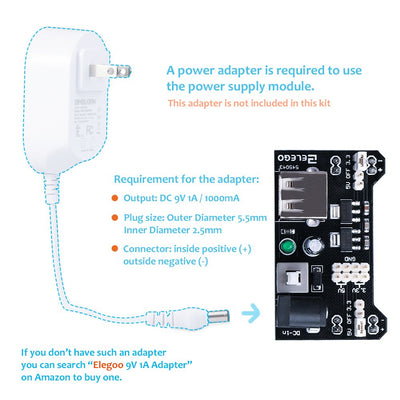 ELEGOO Überarbeitetes Elektronik Lernset Spaßset Stromversorgungsmodul Jumperkabel Potentiometer Breadboard Komponente Sortiment für Arduino