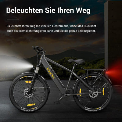 Eleglide E-Bike, T1 Elektrofahrrad 27.5'' Trekking E-Cityrad mit 13Ah Akku, 100KM Lang Range, 250W Motor, 7 Gäng E-Mountainbike für Damen und Herren, Doppelscheibenbremsen