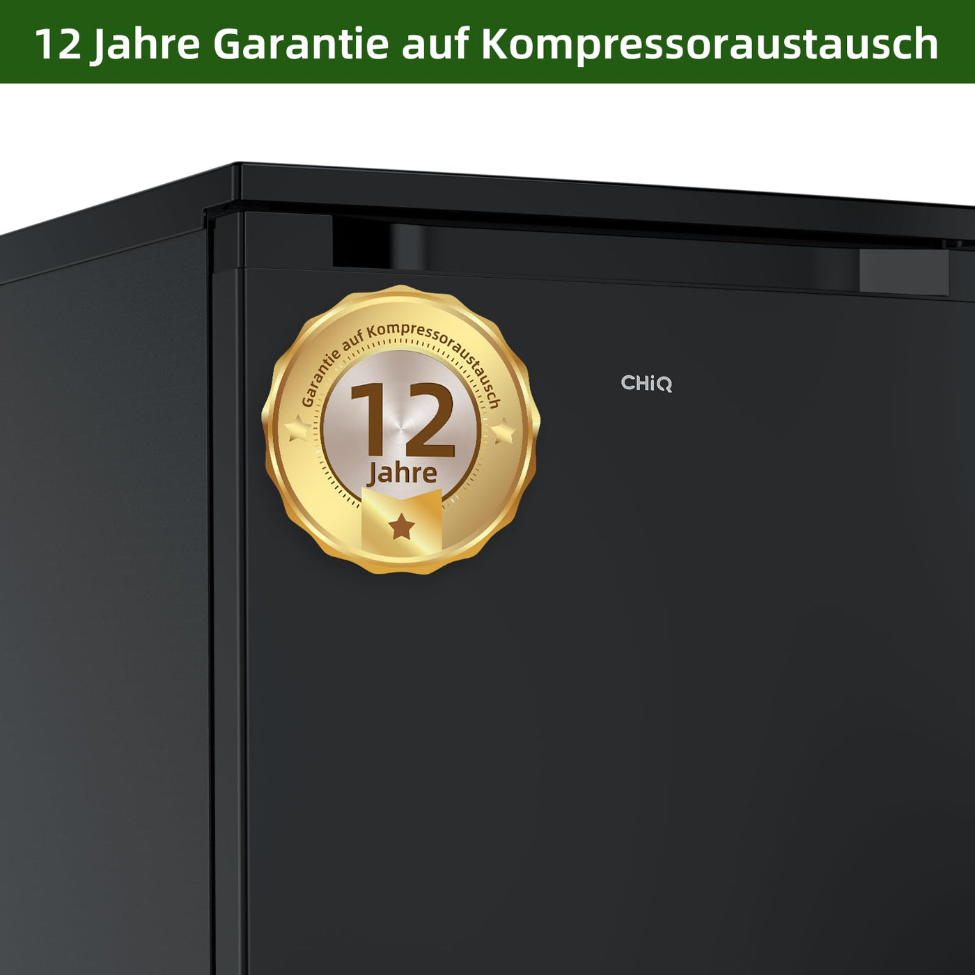 CHIQ CSF120BE Freistehender Kühlschrank ｜Low-frost Technologie | 12 Jahre Garantie auf den Kompressor*, Dunkler Edelstahl Look (130L) | 114 x 47 x 49,5 cm (HxBxT)