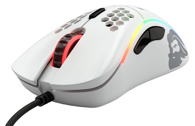 Glorious Gaming Model D Wired Gaming Mouse – superleichtes Wabendesign mit 68 g, RGB-Beleuchtung, ergonomisch, Pixart 3360 Sensor, Omron-Schaltern, PTFE-Füße, 6 Tasten – Mattweiß