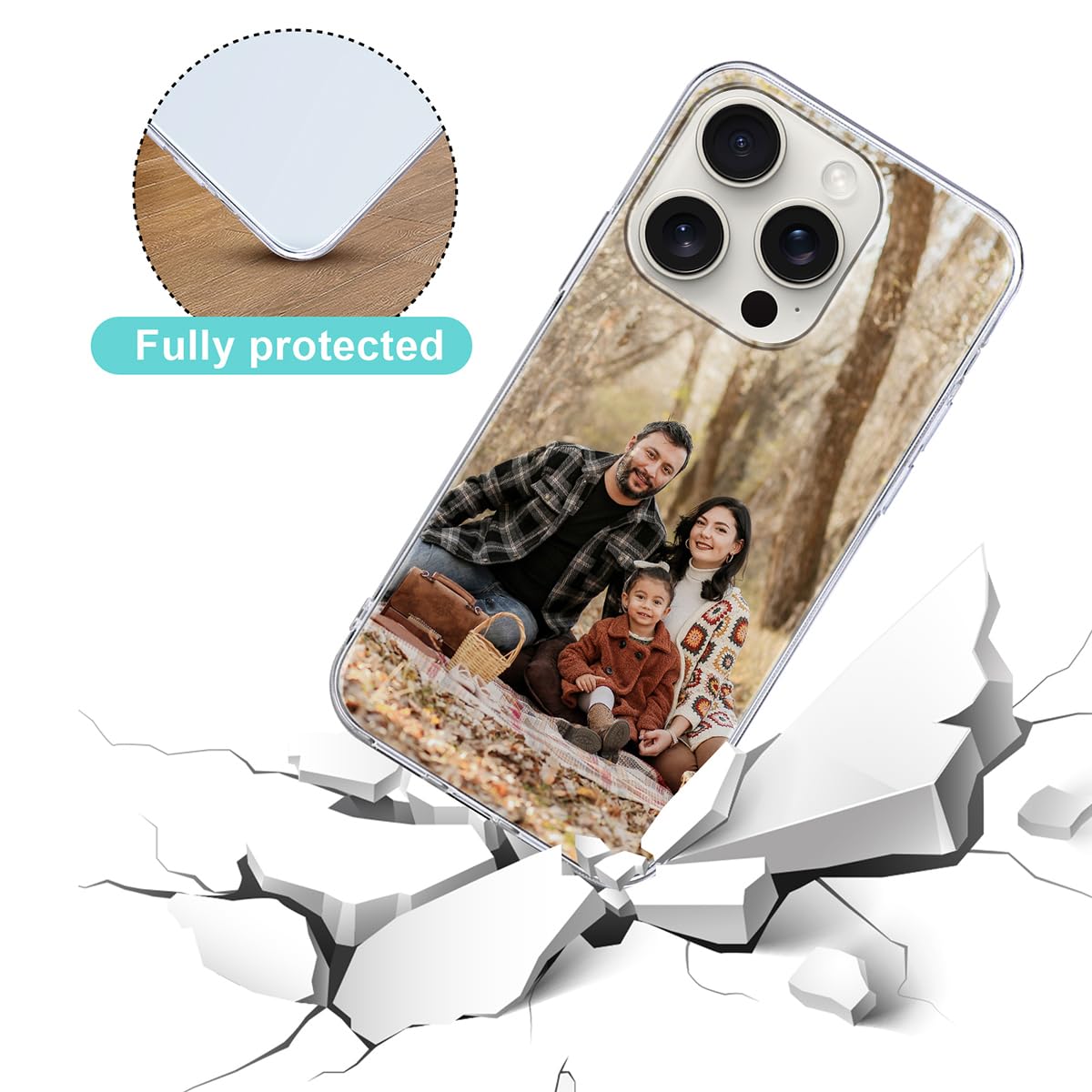 Yoedge Personalisierte Handyhülle für iPhone 16 Pro Hülle Selbst Gestalten mit Eigenem Foto Bild Text Personalisiert Case Individuelle Geschenk Schutzhülle Transparent Cover für iPhone 16 Pro 6,3"