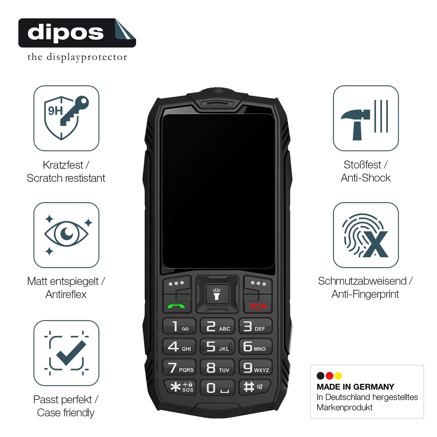 dipos I 2x Displayschutz 9H matt kompatibel mit Hammer H Basalt Schutzfolie Anti-Shock Folie