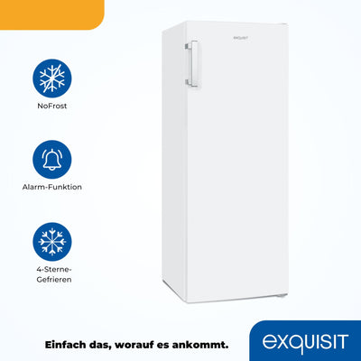 Exquisit Gefrierschrank NoFrost, Tiefkühlschrank groß, 161 Liter, Schnellgefrieren, Alarm-Funktion, GS5231-NF-H-040C weiss