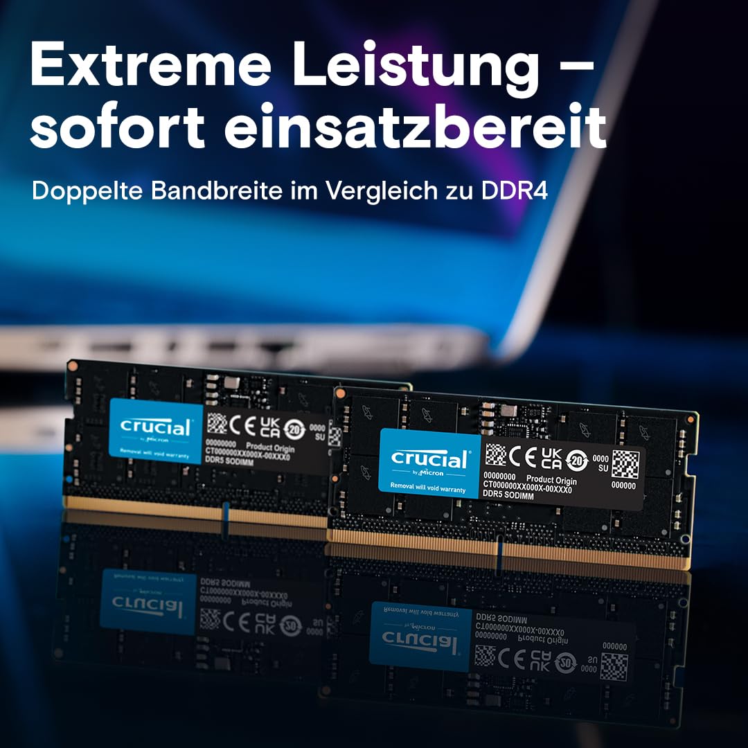 Crucial RAM 96GB Kit (2x48GB) DDR5 5600MHz (oder 5200MHz oder 4800MHz) Laptop Arbeitsspeicher CT2K48G56C46S5