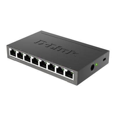 D-Link DGS-108 8-Port Layer2 Gigabit Switch (bis zu 2000 Mbit/s Datenübertragung pro Port, Non-Blocking-Architektur, lüfterlos, Metallgehäuse) schwarz