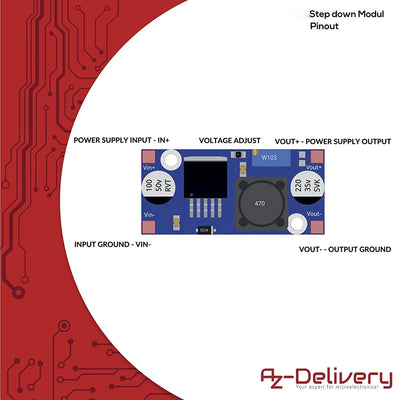 AZDelivery 5 x LM2596S DC-DC Netzteil Adapter Step down Modul kompatibel mit Arduino inklusive eBook!