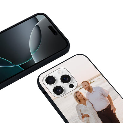 Yoedge Handykette Personalisierte Handyhülle für iPhone 16 Pro Schwarz Hülle mit Band Kordel 6,3", Selbst Gestalten/personalisiert mit Foto Bild Text Individuelle Schutzhülle Cover für iPhone 16 Pro