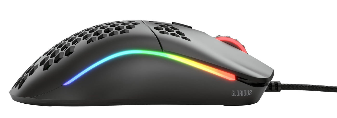 Glorious Gaming Model O- (Minus) Compact Wired Gaming Mouse – Im superleichten Wabendesign mit 58 g, RGB-Beleuchtung, Pixart 3360 Sensor, Omron-Schalter, beidhändig – Mattschwarz