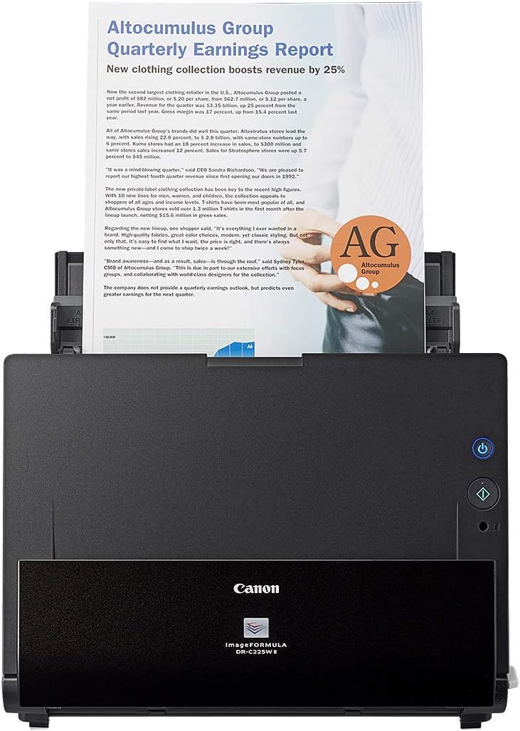 Canon DR-C225 II - imageFORMULA Dokumentenscanner (Duplex, Einzug, Farbe, 600dpi, 25 Seiten/Min, PDF OCR, kompakt, schwarz)