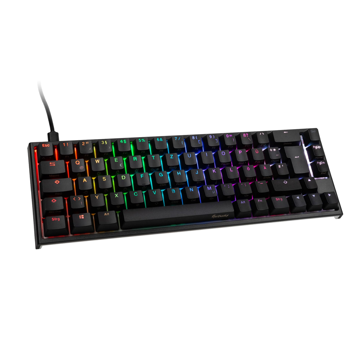 Ducky ONE 2 SF - 65% Mechanische Gaming Tastatur mit Cherry MX Brown Switches, RGB Beleuchtung, PBT-Double-Shot-Tastenkappen und Abnehmbares Kabel - Mechanical Keyboard DE Layout