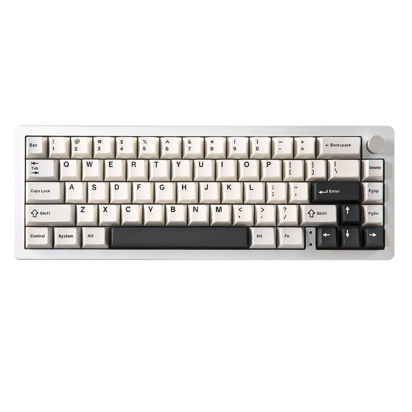 YUNZII AL66 Kabellose mechanische Tastatur, 65% Drehregler Aluminium Gaming Tastatur Bluetooth/2.4G/Wired Hot Swappable Switches, Dichtung montiert RGB Tastatur für Win/Mac(Milchschalter, Silber)