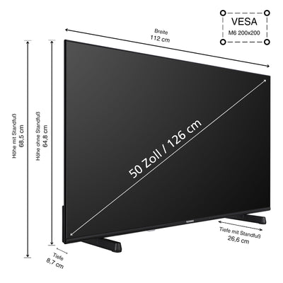 TELEFUNKEN 50 Zoll Fernseher Fire TV (4K UHD Smart TV, HDR Dolby Vision, Dolby Atmos, Triple-Tuner) XU50FO754S