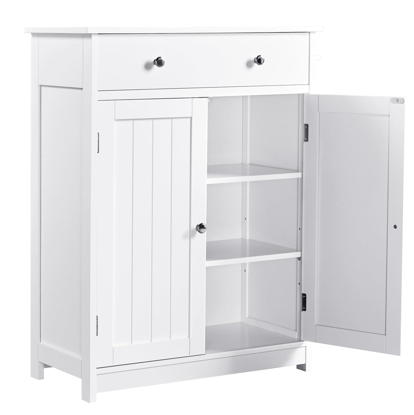 Yaheetech Badschrank Küchenschrank Kommode Aufbewahrungsschrank mit Schublade und Doppeltür Badezimmer 60 x 30 x 80 cm LBH Weiß