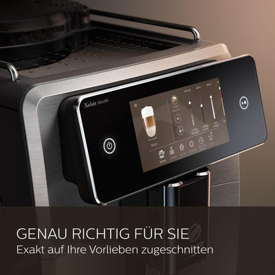 Saeco Xelsis Deluxe Kaffeevollautomat – WLAN-Konnektivität, 22 Kaffeespezialitäten, Intuitives 5"-Touchdisplay, 8 Benutzerprofile, Keramikmahlwerk, ‎Metall (SM8782/30)