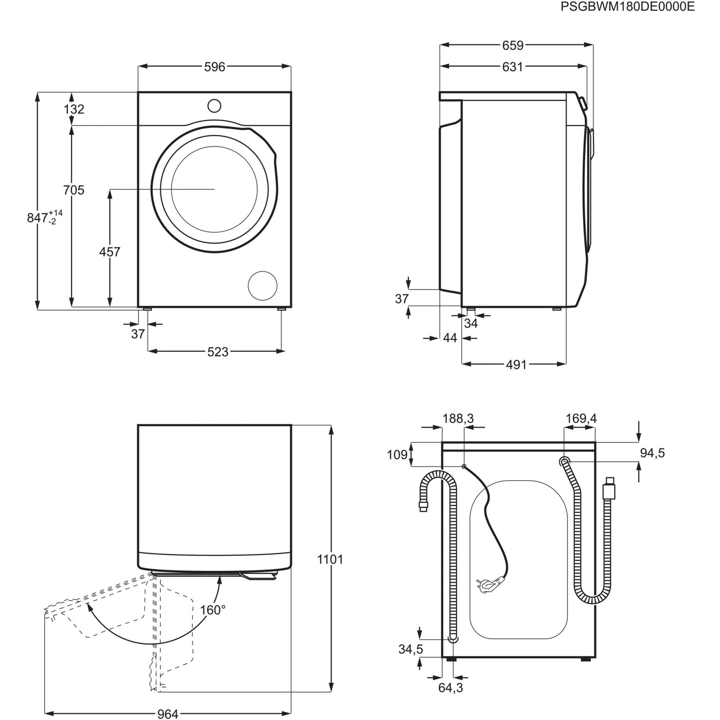 AEG LR7FS75490 Waschmaschine / Serie 7000 mit ProSteam Dampffunktion / 9 kg / Mengenautomatik/ Nachlege- & Auffrischfunktion / Wasserstopp / 1400 U/min / grau