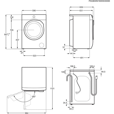 AEG LR7FS75490 Waschmaschine / Serie 7000 mit ProSteam Dampffunktion / 9 kg / Mengenautomatik/ Nachlege- & Auffrischfunktion / Wasserstopp / 1400 U/min / grau