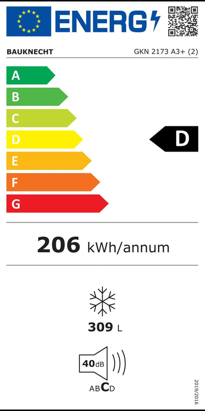 Bauknecht GKN 2173 A3+ Gefrierschrank Gefrieren: 310 L / No Frost / Supergefrierfunktion / EasyOpen Ventil / LED-Innenbeleuchtung / Elektronische Steuerung mit innenliegendem Bedienfeld,Weiß