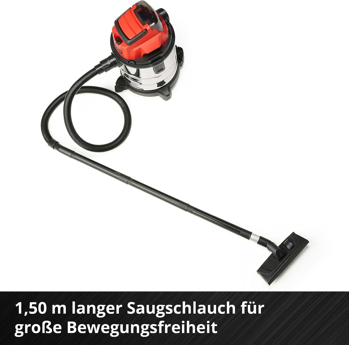 Einhell Akku-Nass-Trockensauger TC-VC 18/20 Li S-Solo Power X-Change (Li-Ion, 18V, Edelstahlbehälter 20 l, Blasanschluss, inkl. Düsen + Filter, ohne Akku und Ladegerät), Schwarz/Rot