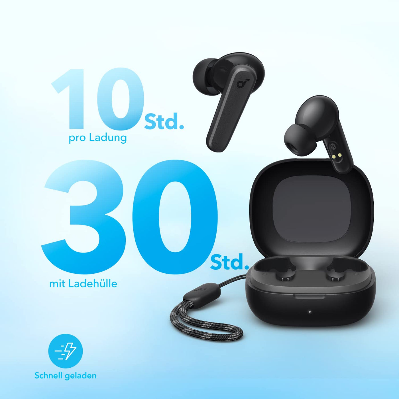 soundcore by Anker P20i Kabellose Bluetooth Kopfhörer in-Ear, 10mm Treiber, Bluetooth 5.3, Anpassbarer EQ, 30 Std. Spielzeit, IPX5 wasserfest, 2 Mikros mit KI, einzeln verwendbar (Schwarz)