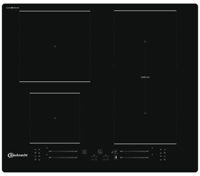 Bauknecht BS 6860B CPNE Induktions-Kochfeld/ 60 cm/CleanProtect – Mühelose Reinigung nur mit Wasser/Elektronisch geregelte Induktions-Kochzonen, Schmelzstufe, Turbostufe, Ankochautomatik, Flexizone