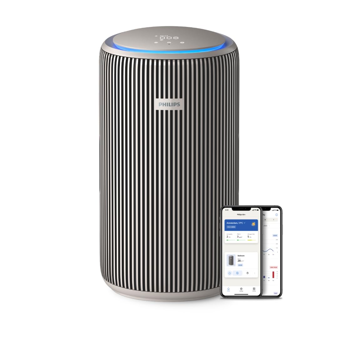 Philips PureProtect 3200 Serie: Intelligenter Luftreiniger, HEPA- und Aktivkohlefilter, CADR 500 m³/h für 130 m², besonders leise und energieeffizient, erfasst 99,97% Allergene (AC3210/12)