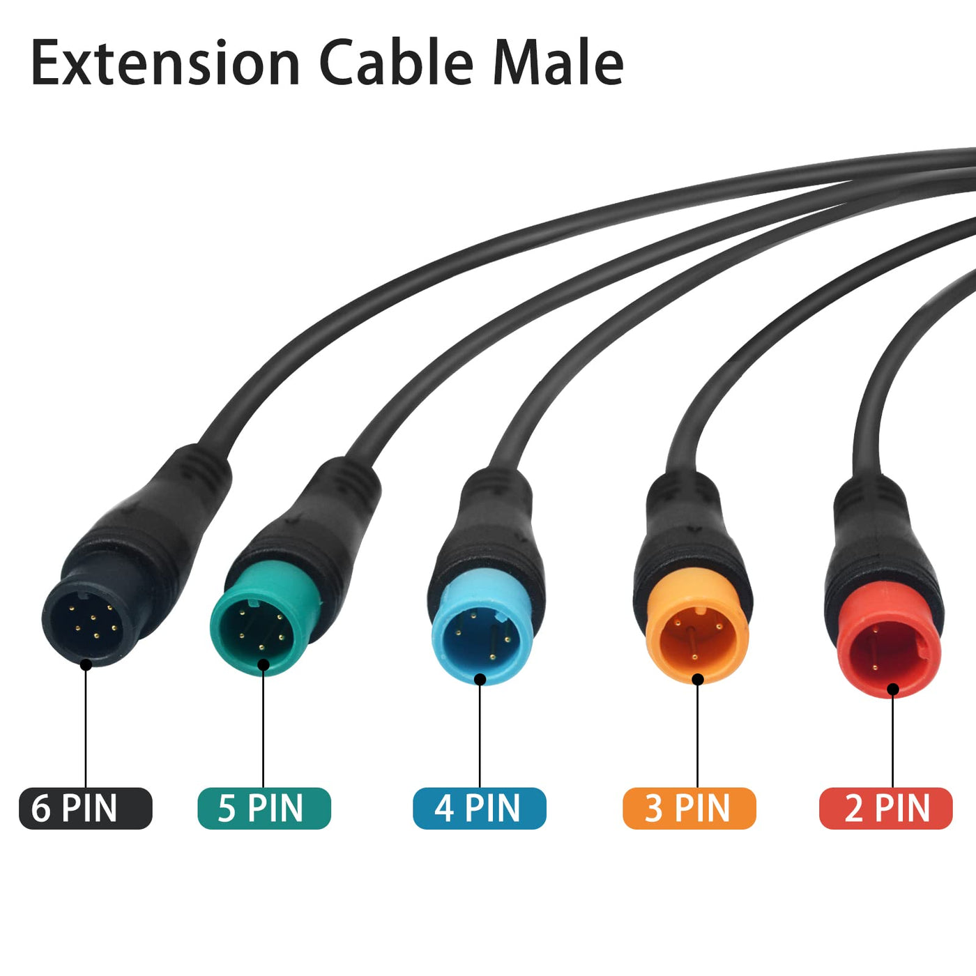 baluoqi Verlängerungskabel 2Pin/3Pin/4Pin/5Pin/6Pin wasserdichter Stecker mit einem einzelnen Stecker DIY Ebike Linie für elektrisches Fahrrad Licht/Ebrake/Anzeige Ebike Teile (2Pin männlich)