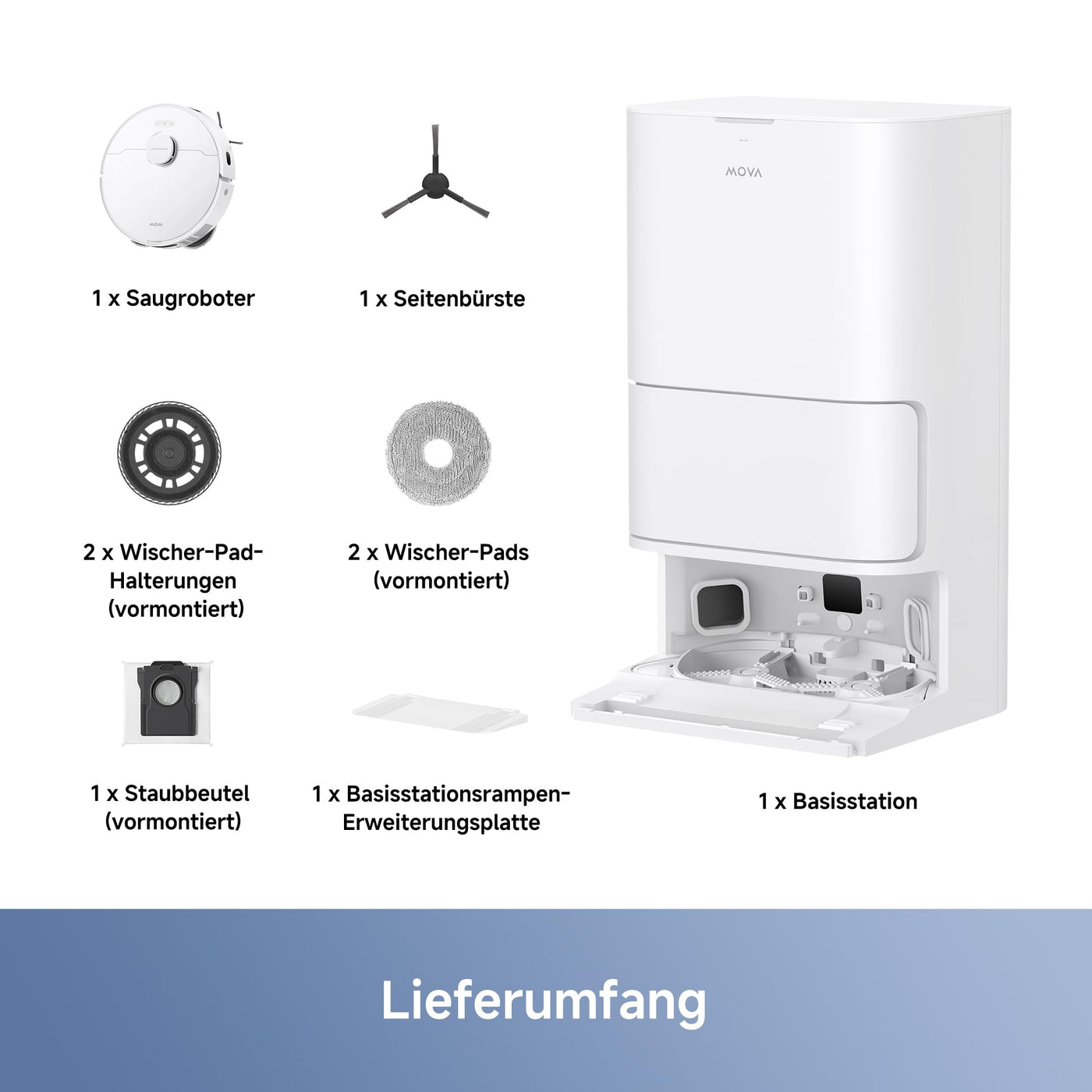 dreame Mova E30 Ultra Roboterstaubsauger und -wischer mit automatischer Entleerung und Selbstreinigung des Wischers, 7.000Pa Saugleistung, 10,5 mm Wischeranhebung,260 Min,Ultraschall-Teppicherkennung