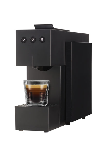 K-fee SQUARE Kapselmaschine für Kaffee, Tee & Kakao | kompakte Kaffeemaschine | schnelles Aufheizen | 0,8 L Wassertank | 19 Bar | Piano Black