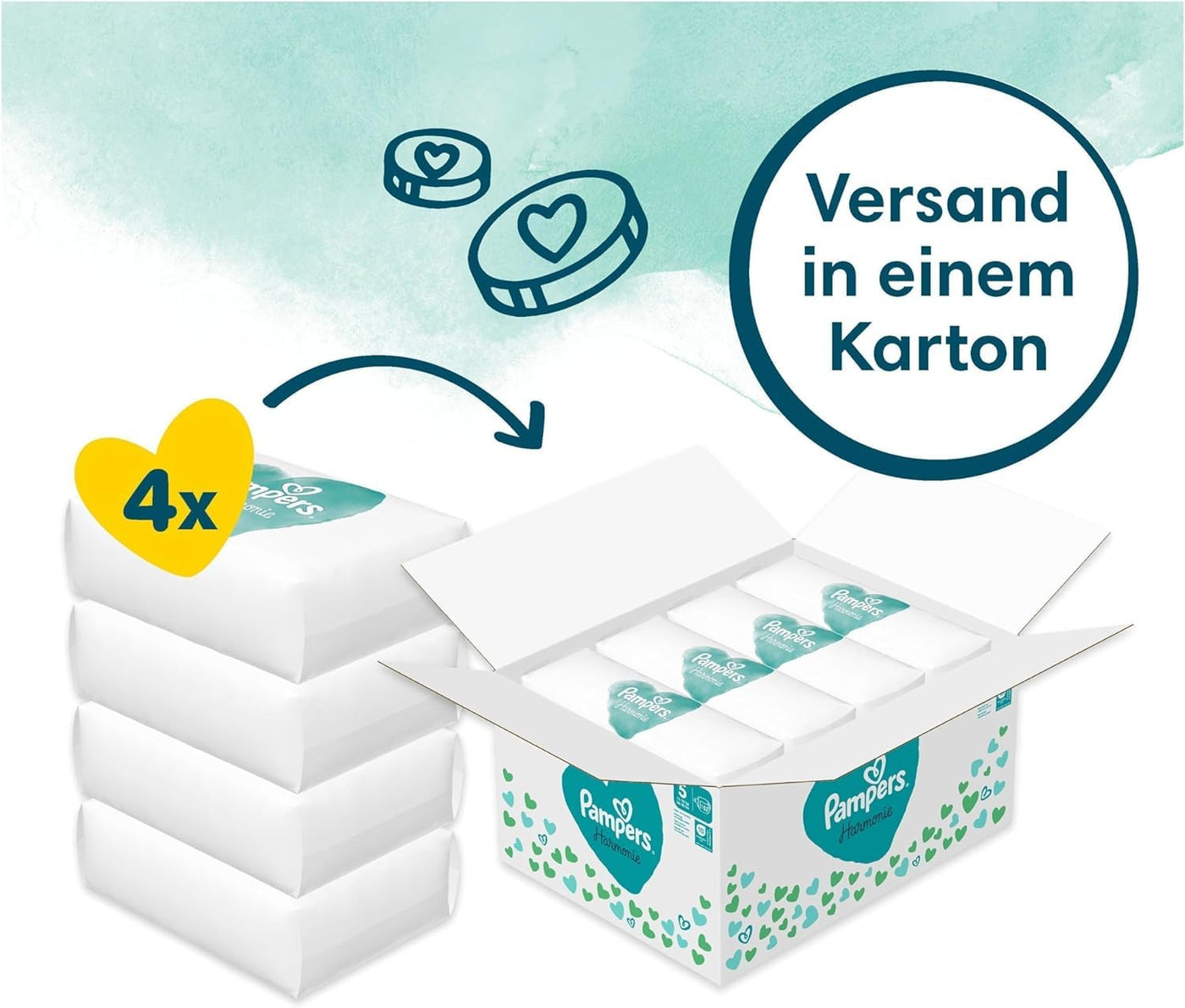 Pampers Baby Windeln Größe 5 (11-16kg) Harmonie, MONATSBOX, Sanfter Hautschutz Und Pflanzenbasierte Inhaltsstoffe, 152 Stück