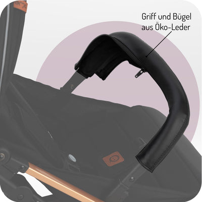 MOMI ESTELLE Kinderwagen für Kinder ab 6 Monat bis zu max. Körpergewicht von 15 kg, H105 x B51 x T75 cm, klappbar auf die Maße H65 x B51 x T21 cm, Gewicht 7,5 kg, 5-Punkt-Sicherheitsgurt