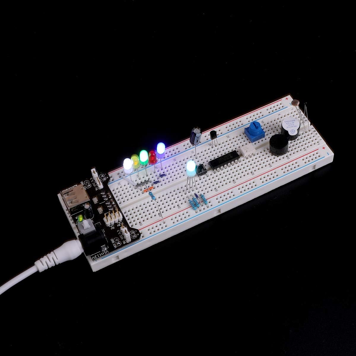 ELEGOO Überarbeitetes Elektronik Lernset Spaßset Stromversorgungsmodul Jumperkabel Potentiometer Breadboard Komponente Sortiment für Arduino